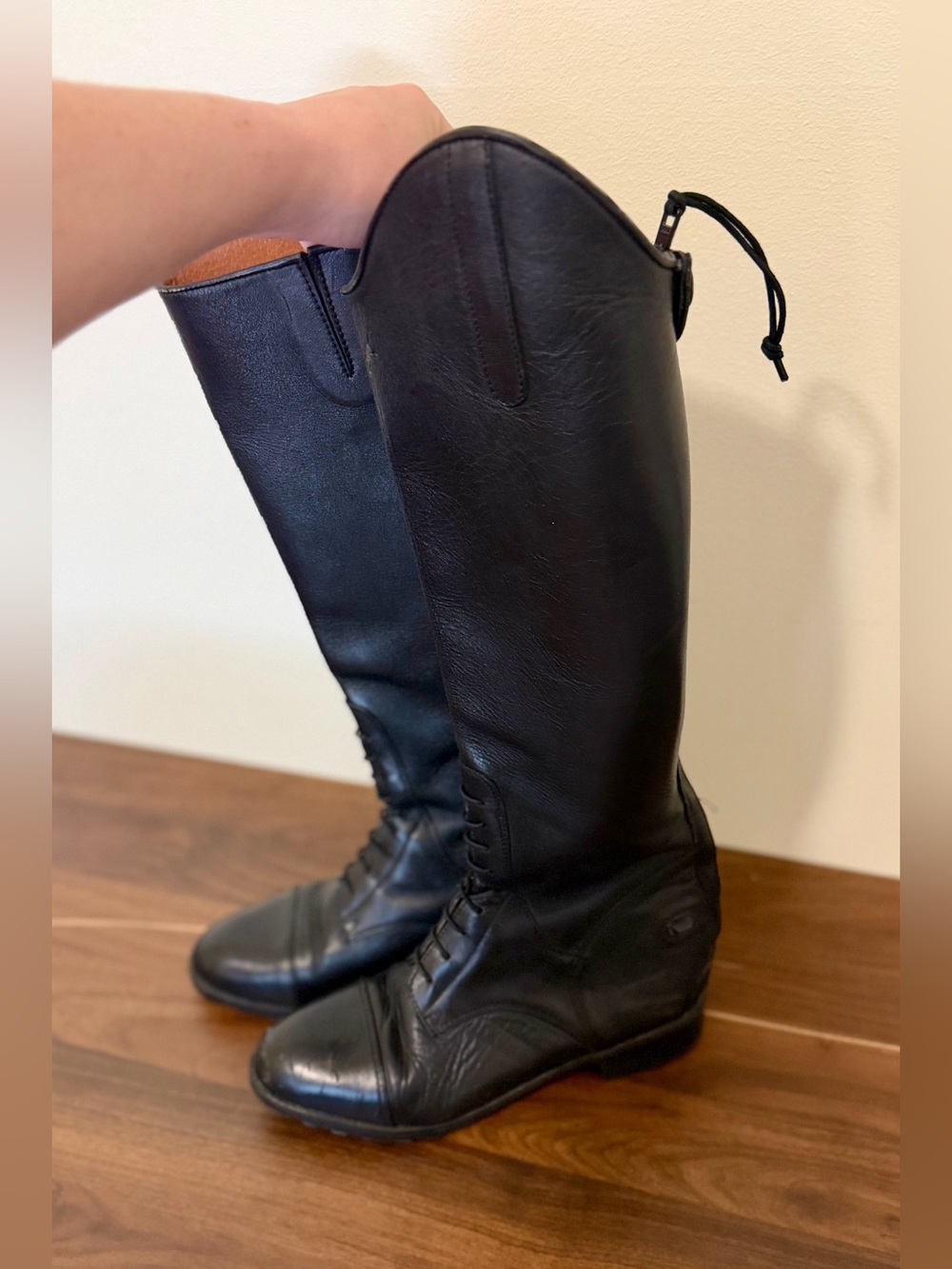 Mountain Horse Black Leather Tall Riding Field Boots US Women 6 Short Regular